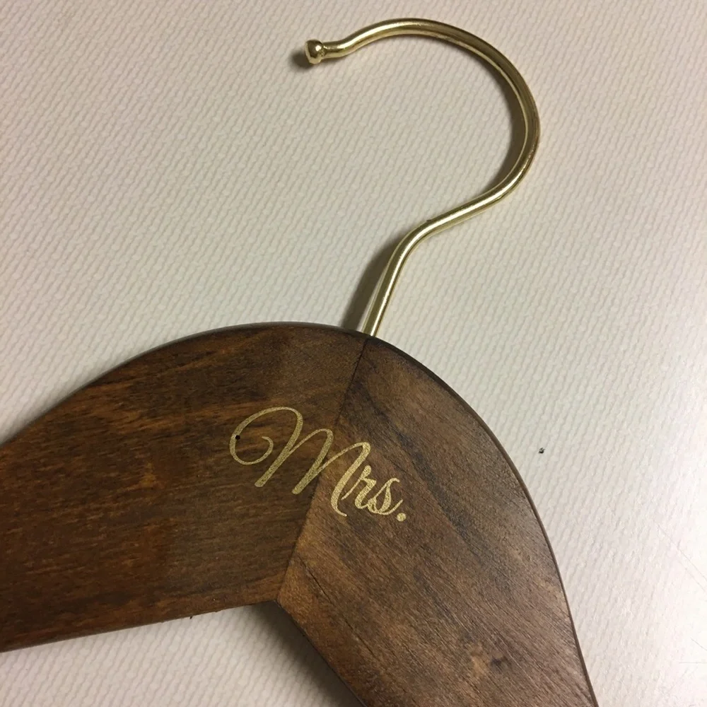 Monogrammed Wood Hanger Mrs Wedding Bride Gift